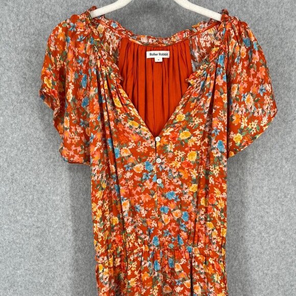 Roller Rabbit Floral Jumpsuit in Orange and Blue - Picture 2 of 14
